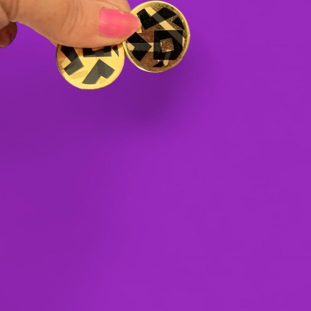 Geometric Gold and Black tone Earrings